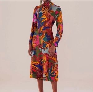FARM RIO Leopards Jungle Multicolor Midi Dress